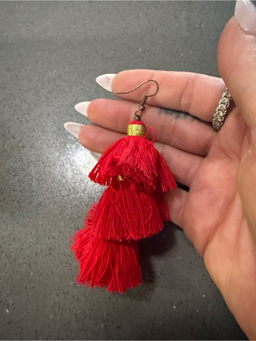 Red Tiered Tassel Drop Earrings - Women Jewelry NWOT